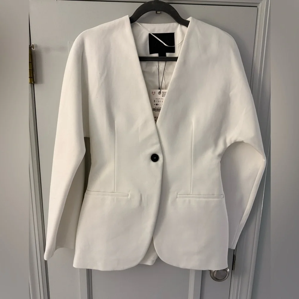 Zara Classic White Blazer S - Picture 3 of 9